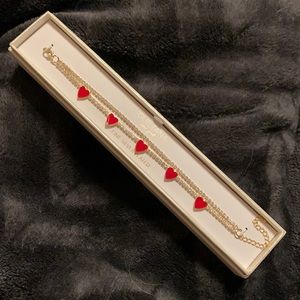 Valentine’s Day Guiliana bracelet red hearts crystal new in box fine silver plat